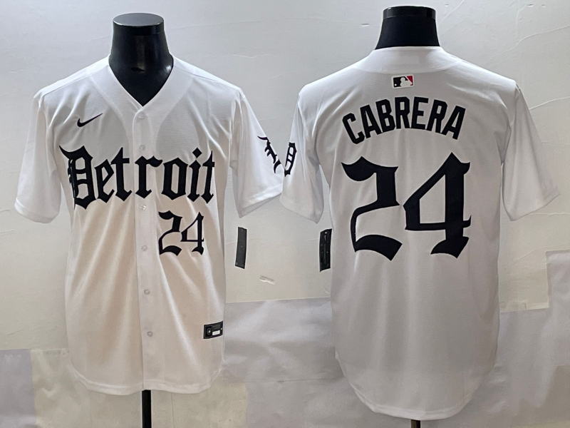 Men's Detroit Tigers Miguel Cabrera #24 White Jersey